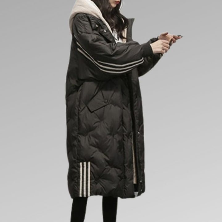 Manteau Femme | Capuche & Détails Rayés