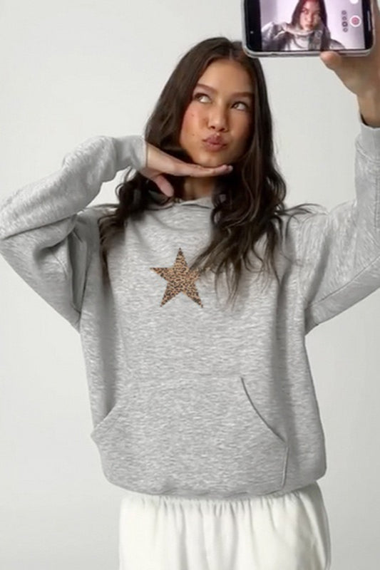 Sweat à capuche femme | Motif étoile scintillante & coupe décontractée