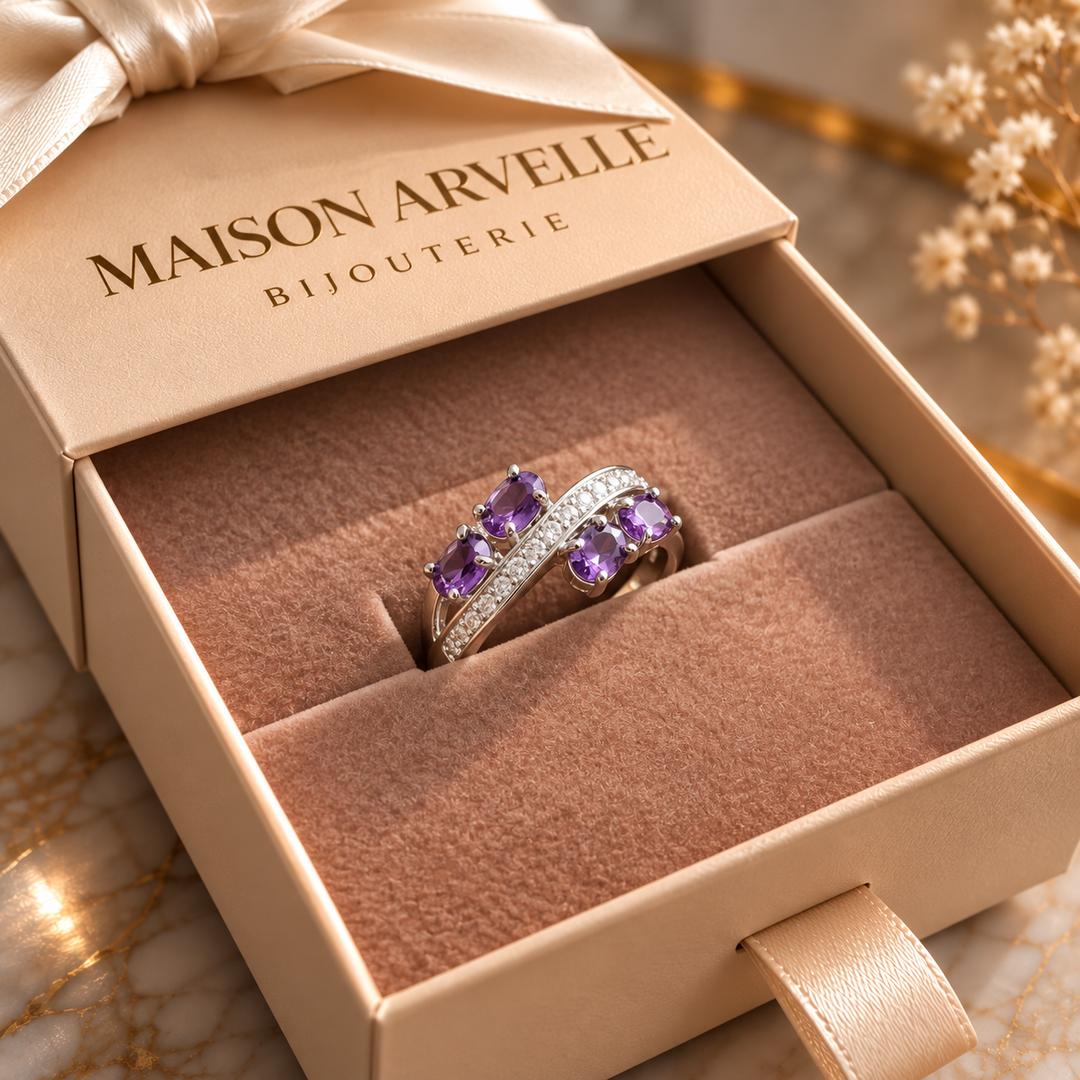 Bague fluide Lavande | Or blanc