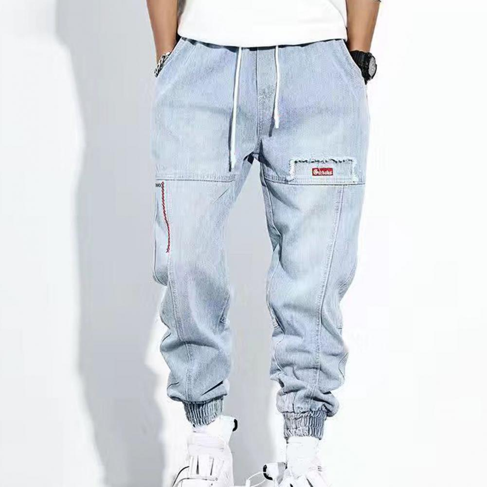 Thibault | Jeans baggy homme en denim avec chevilles élastiques et cordon
