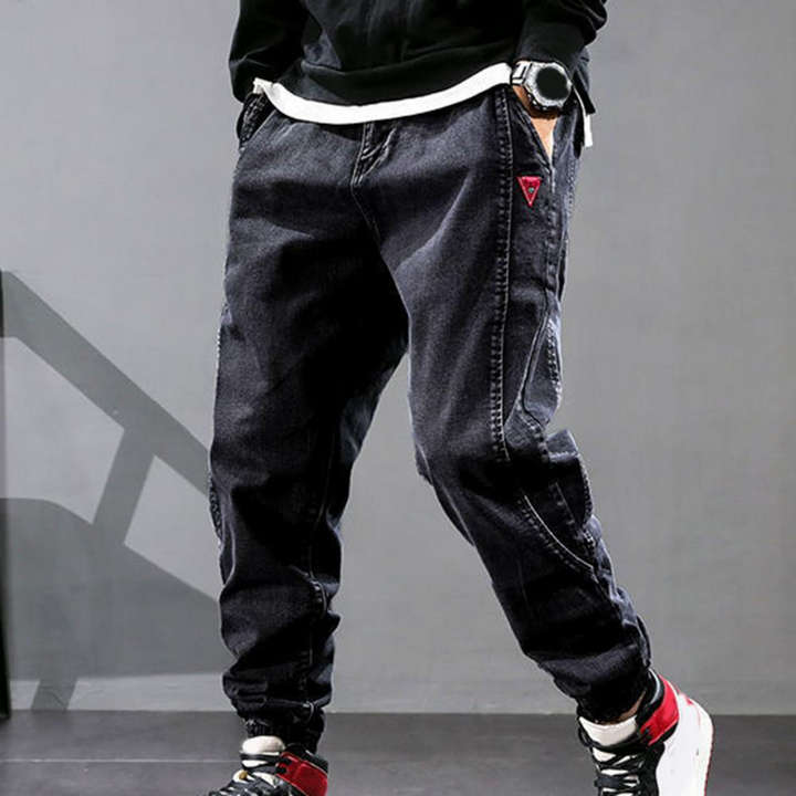 Thibault | Jeans baggy homme en denim avec chevilles élastiques et cordon