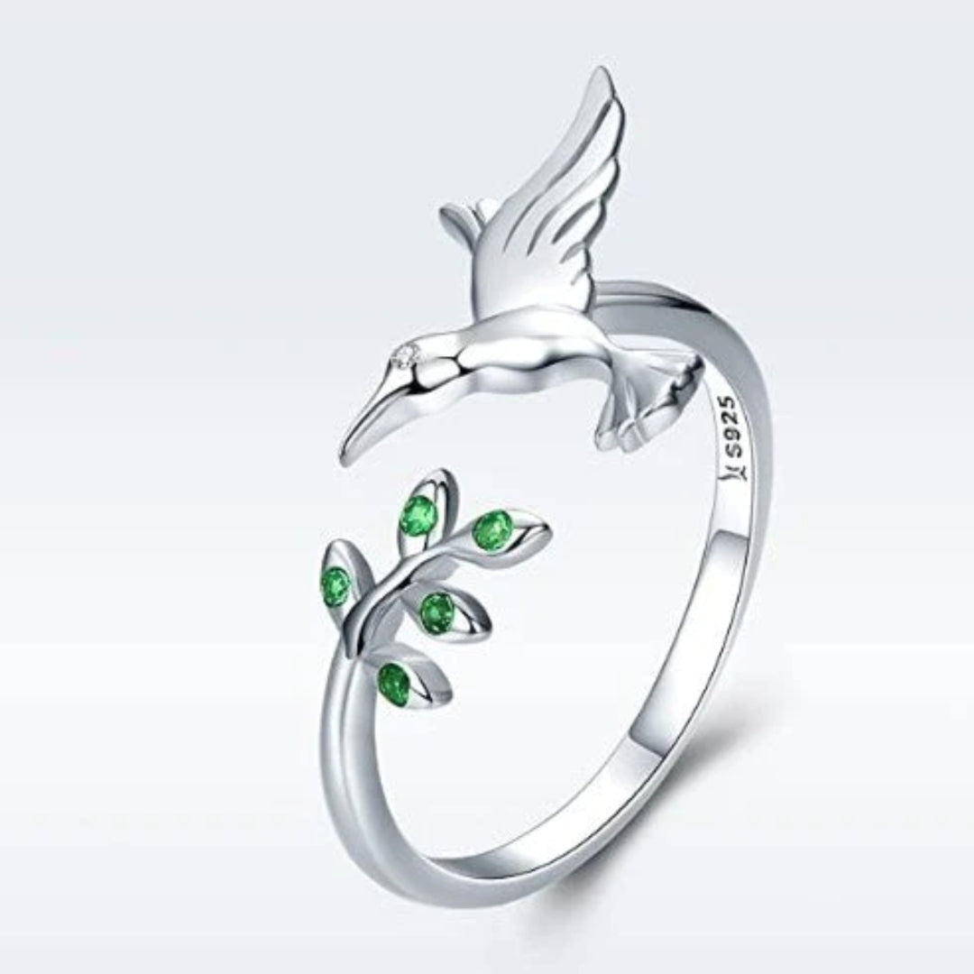 Bague Caméléon à brillants verts | Or blanc