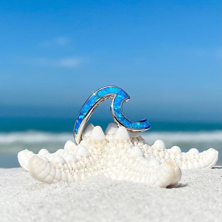 Bague mer en opale | Or blanc