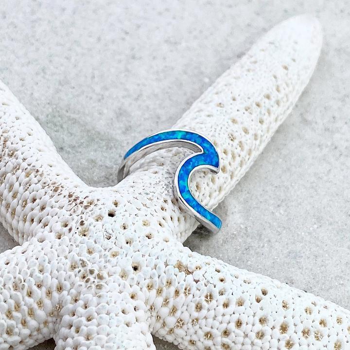 Bague mer en opale | Or blanc