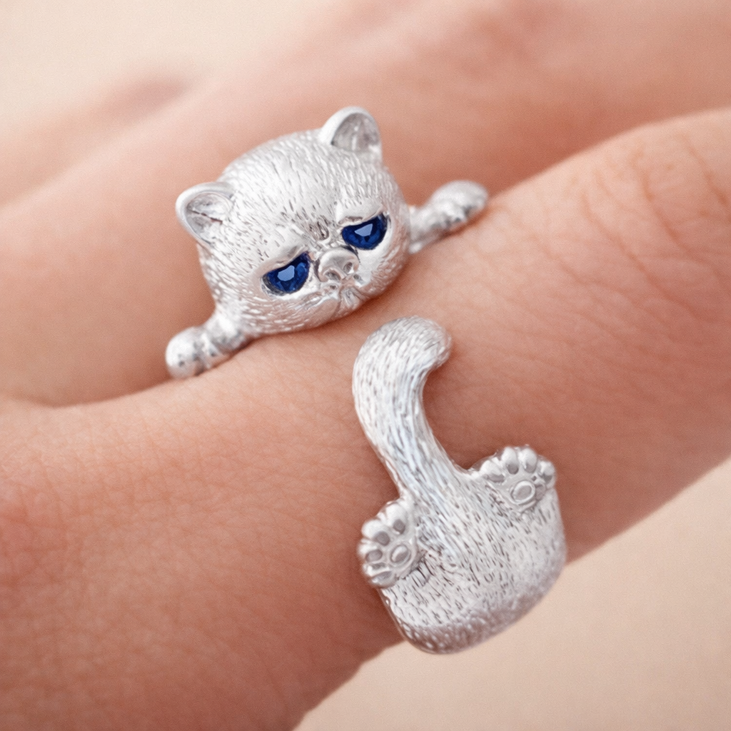Bague ajustable avec chatons | Or blanc