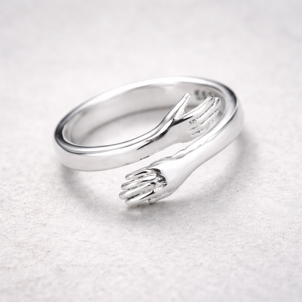Bague ajustable en style étreinte | Or blanc
