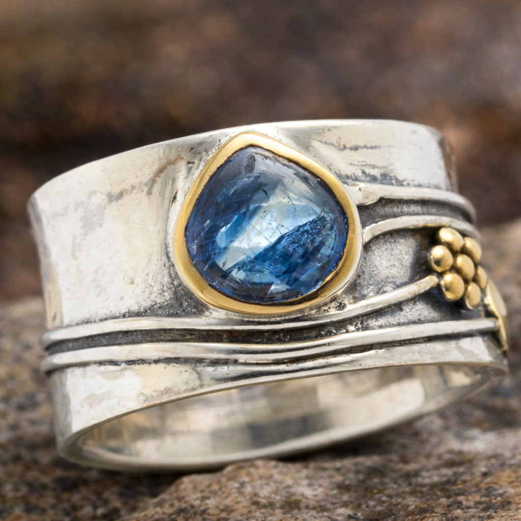 Bague de méditation bohème avec pierre précieuse | Or