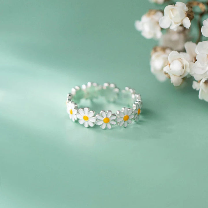 Bague en forme de marguerite | Or blanc