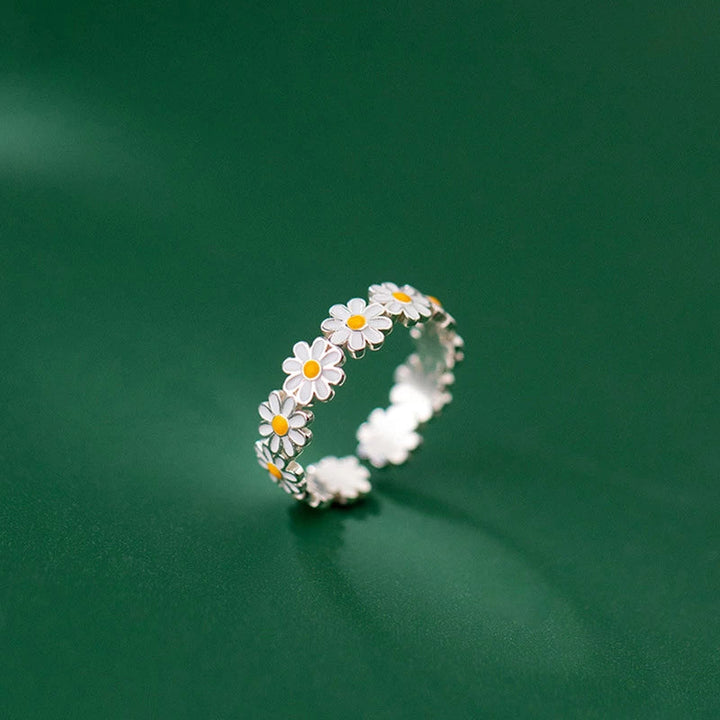 Bague en forme de marguerite | Or blanc