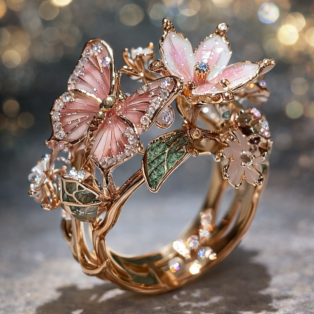 Bague en papillon brillant de la nature à brillants | Or