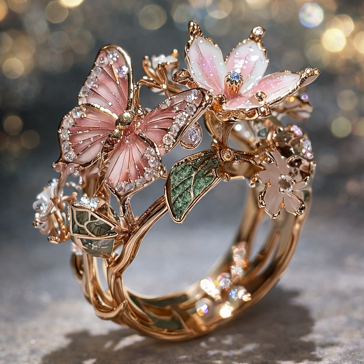 Bague en papillon brillant de la nature à brillants | Or