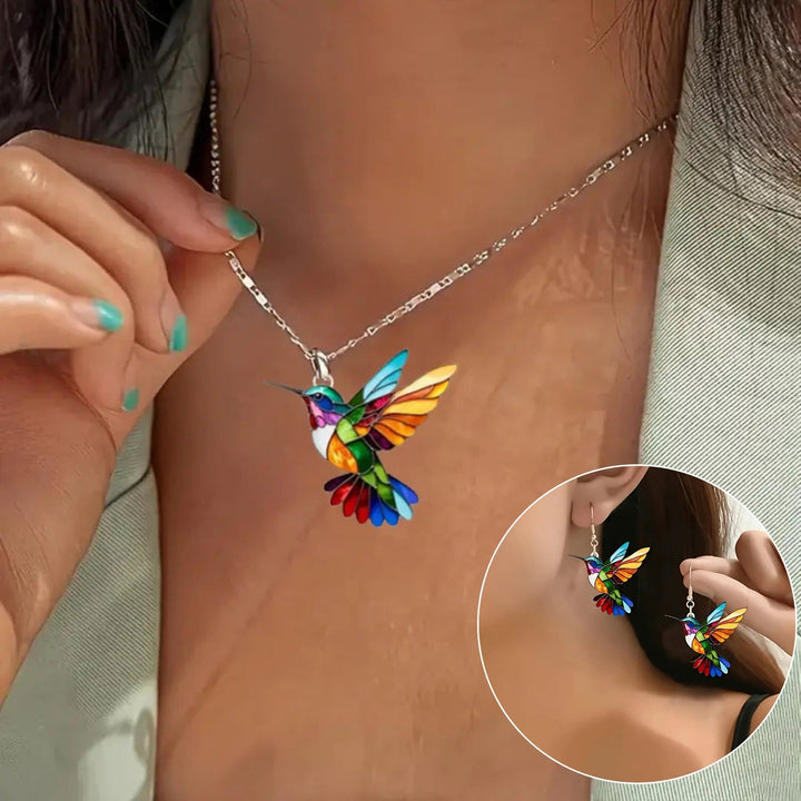 Ensemble collier hirondelle et boucles d'oreilles | Or