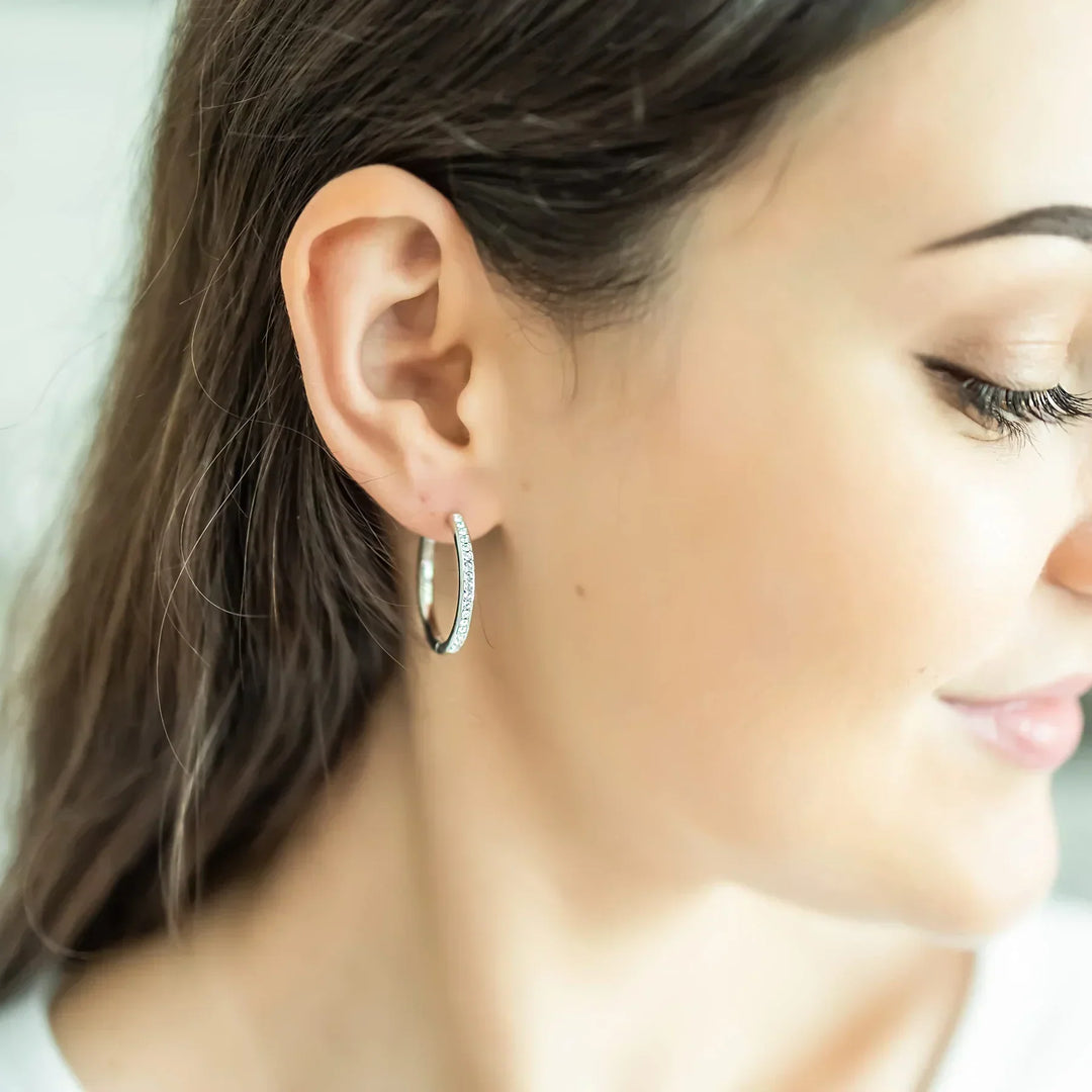 Boucles d'oreilles Sorel pavées | Or blanc