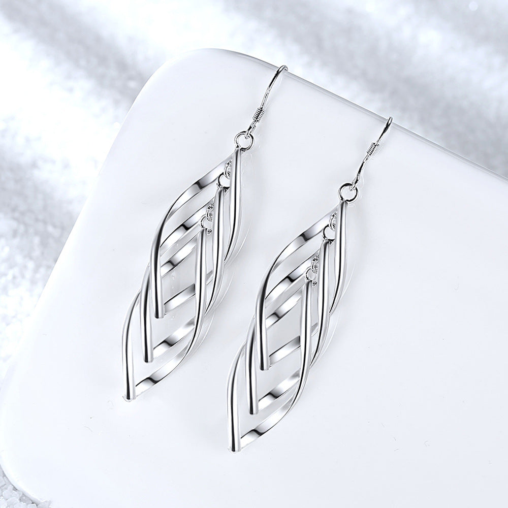 Boucles d'oreilles vague tressée Solenne | Or blanc