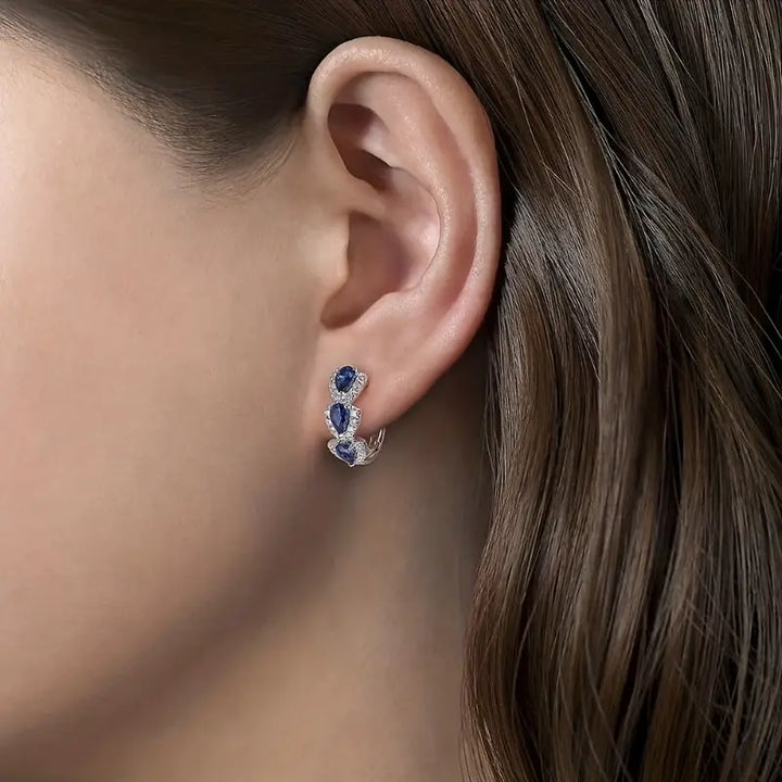 Boucles d'oreilles à rayures avec cristal brillant | Or