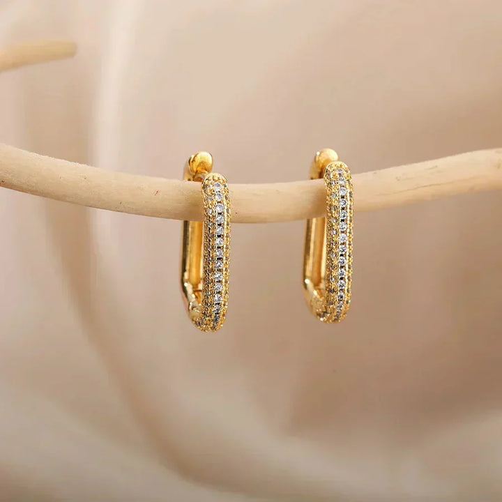 Boucles d'oreilles carrées et rondes « Valeria » | Or blanc