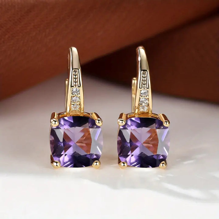 Boucles d'oreilles en anneau en pierre mystique | Or