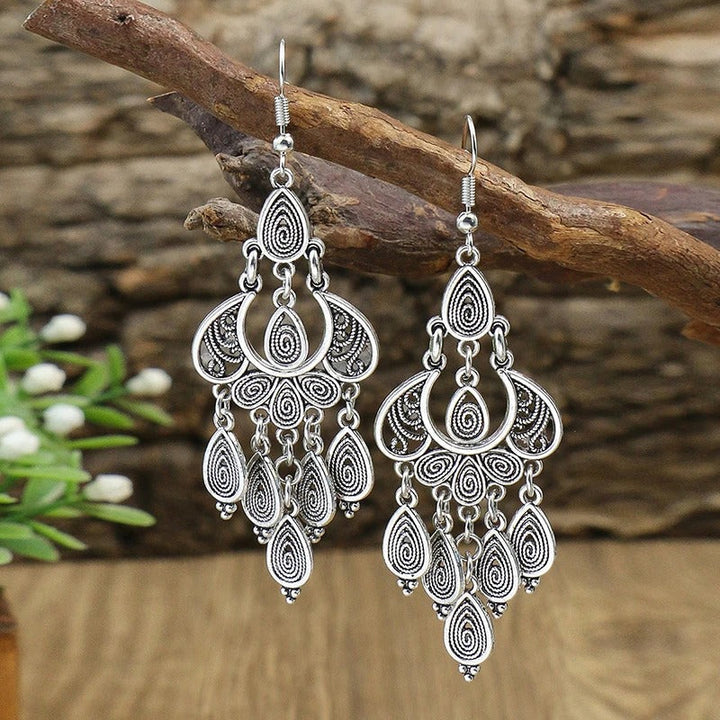 Boucles d'oreilles antique avec pendentif | Or blanc