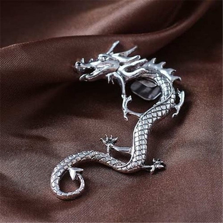 Boucles d'oreilles en forme de dragon | Or blanc