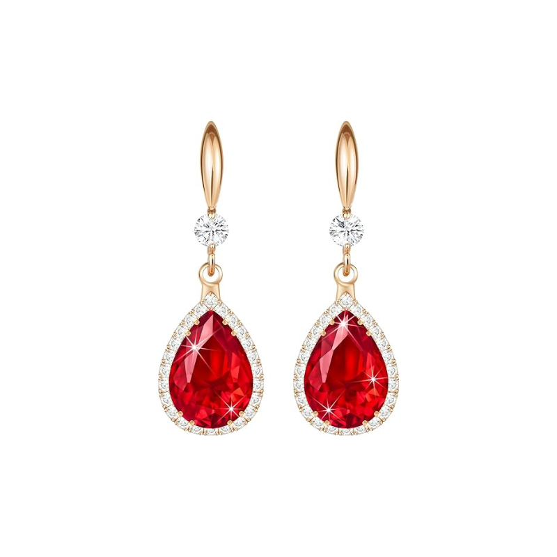 Boucles d'oreilles goutte en rubis | Or rose