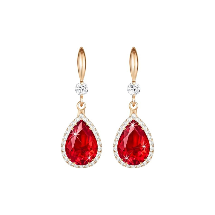 Boucles d'oreilles goutte en rubis | Or rose