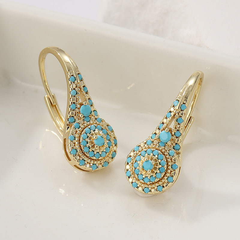 Boucles d'oreilles avec turquoise | Or