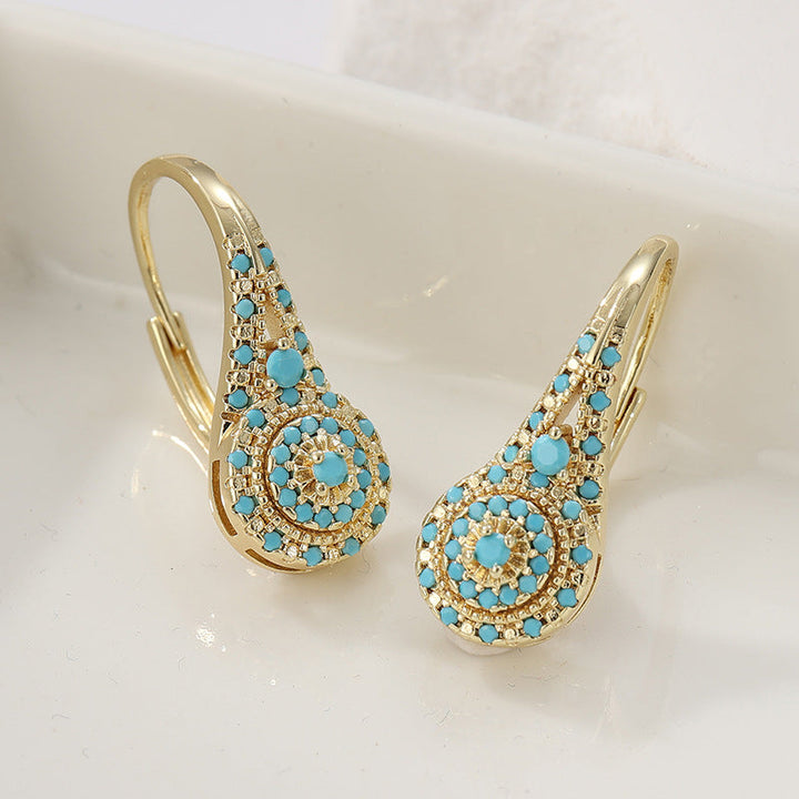 Boucles d'oreilles avec turquoise | Or