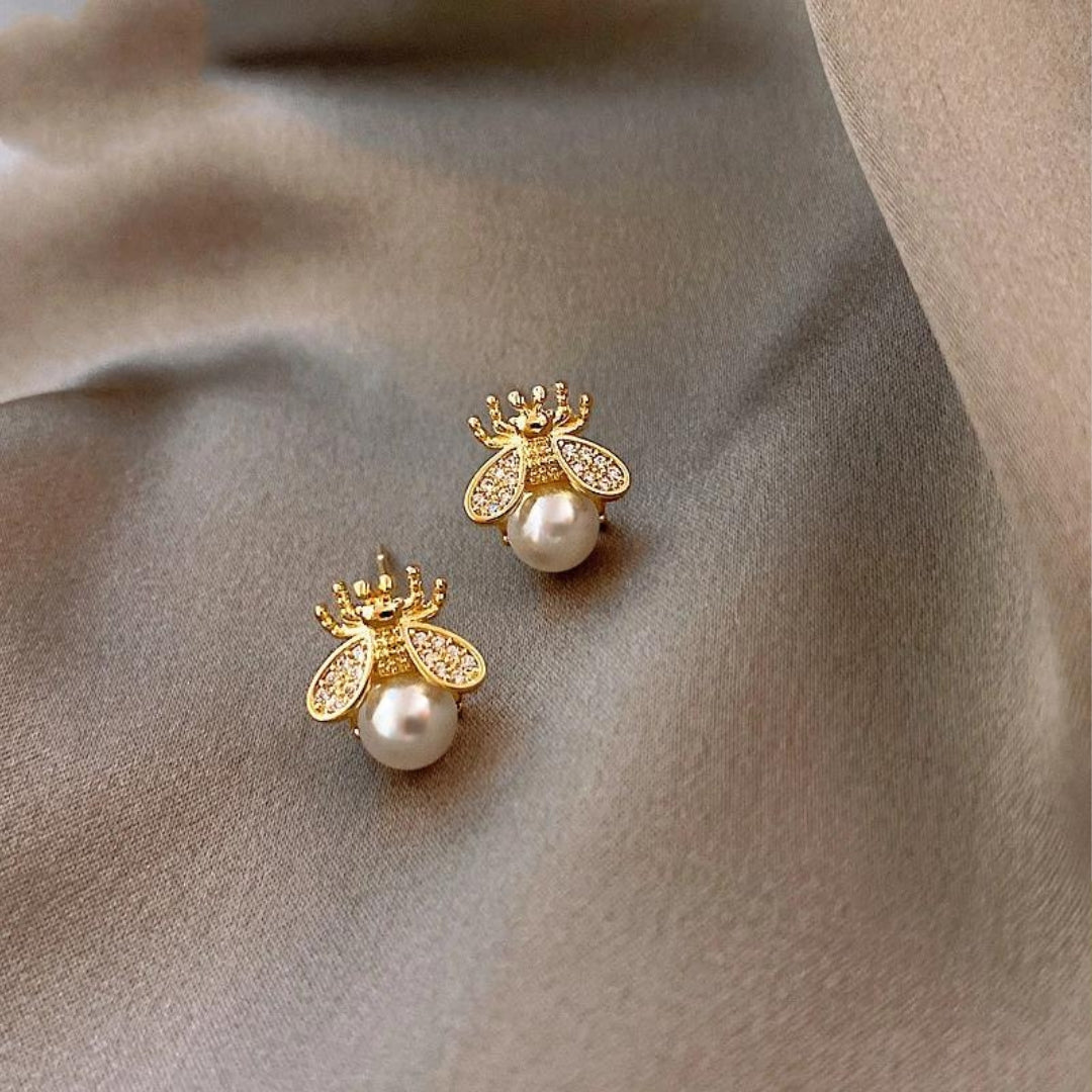 Boucles d'oreilles en perle et brillants | Or