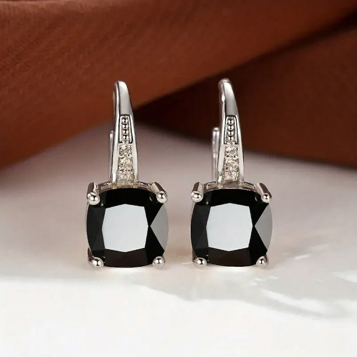 Boucles d'oreilles en pierre mystique | Or blanc