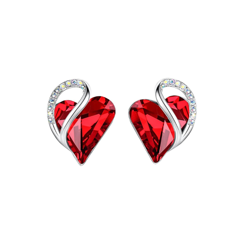 Boucles d'oreilles en rubis en forme de cœur infini | Or blanc