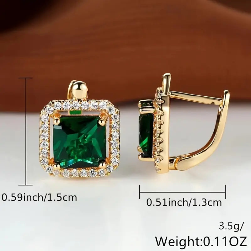 Boucles d'oreilles à brillants verts | Or