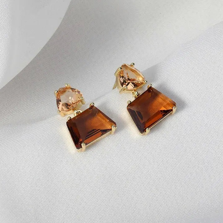 Boucles d'oreilles pendantes cristal du Désert | Or