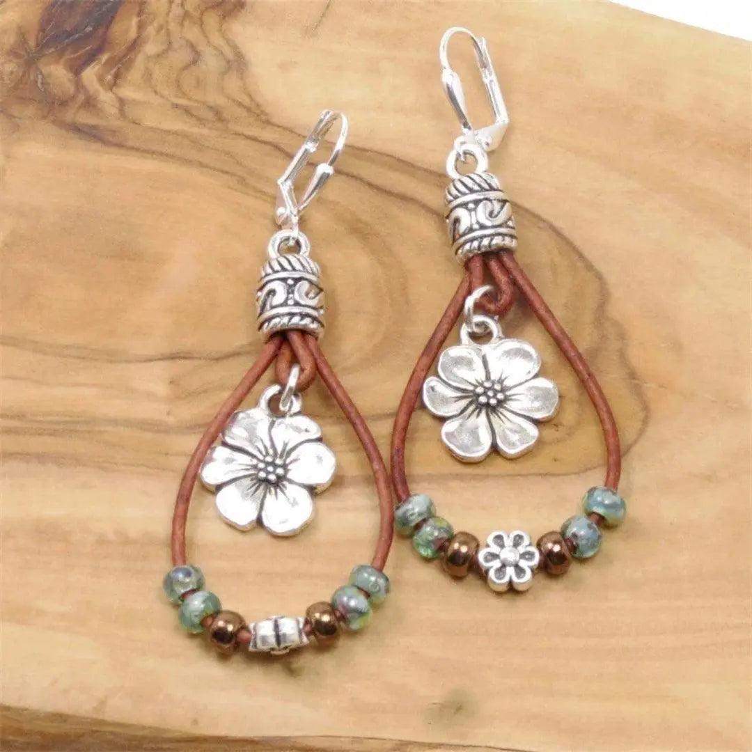 Boucles d'oreilles rétro en cuir | Or