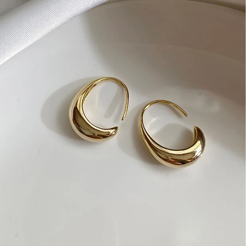 Boucles d'oreilles rétro en forme de croissant brillant | Or