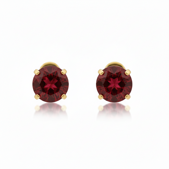 Boucles d'oreilles rondes en rubis | Or