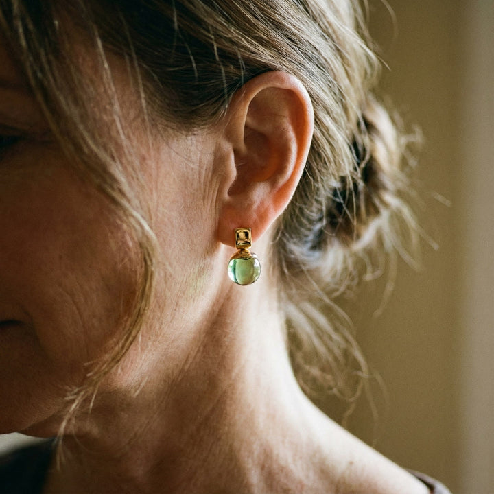 Boucles d'oreilles vintage avec cristal vert | Or
