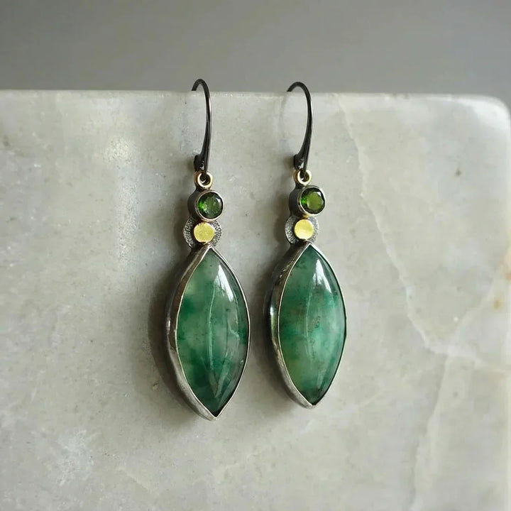 Boucles d'oreilles vintage avec pierre verte | Or