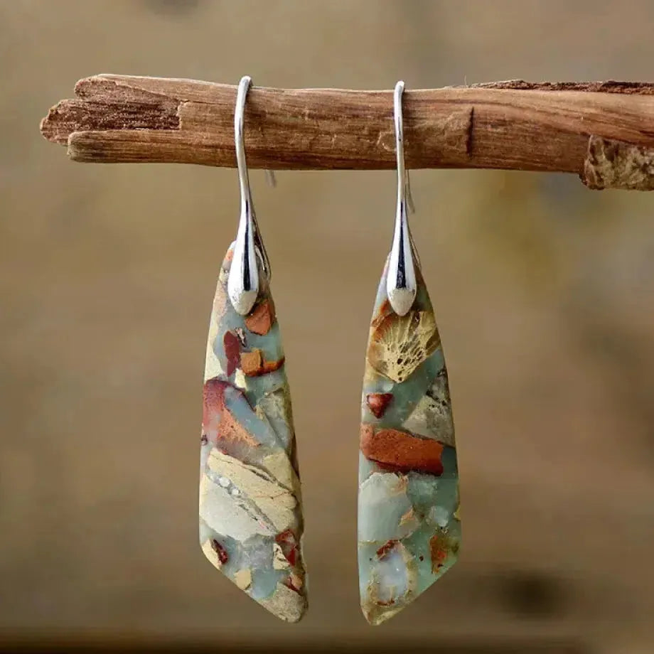 Boucles d'oreilles vintage avec pierres naturelles | Or