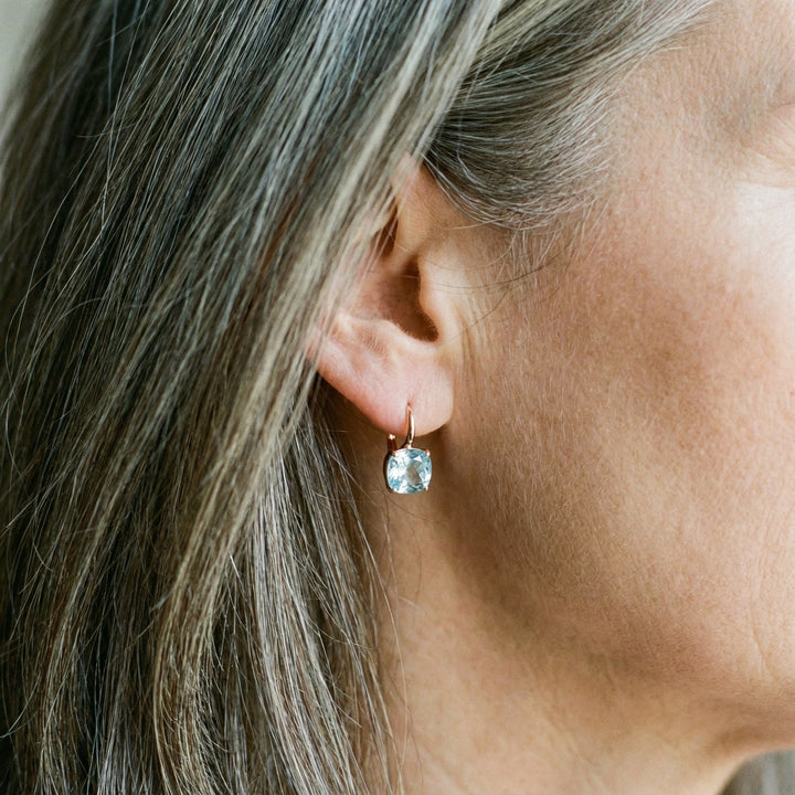 Boucles d'oreilles vintage bleues à brillants intégrés | Or