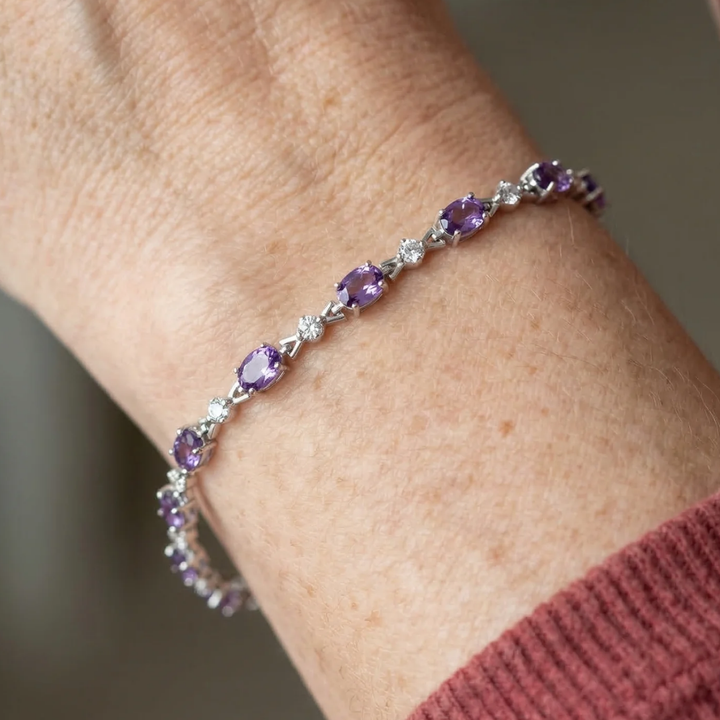 Bracelet améthystes étoilées | Or blanc