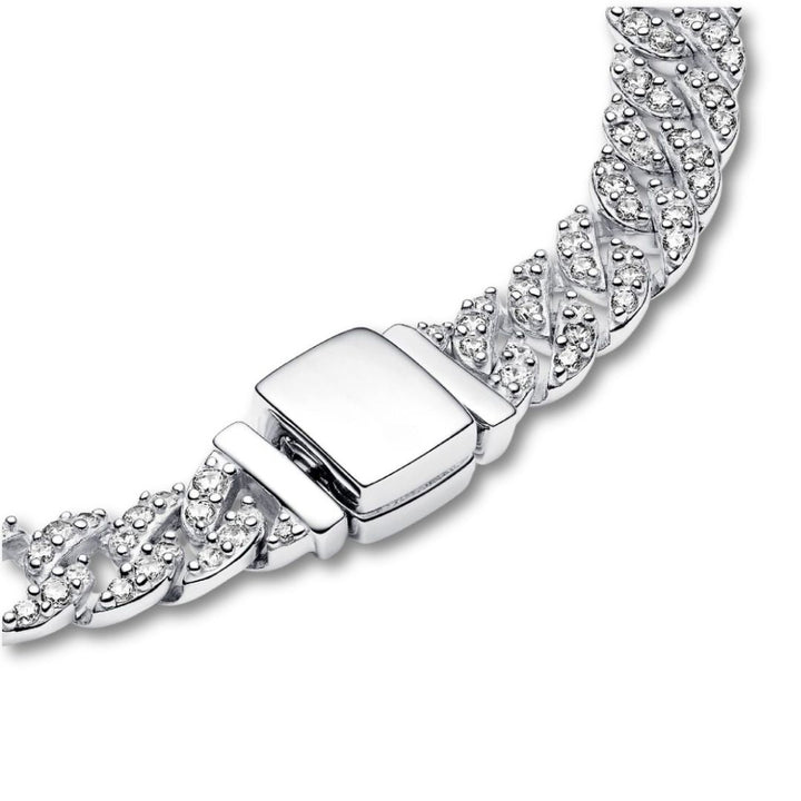 Bracelet maille cubaine pavé | Or blanc