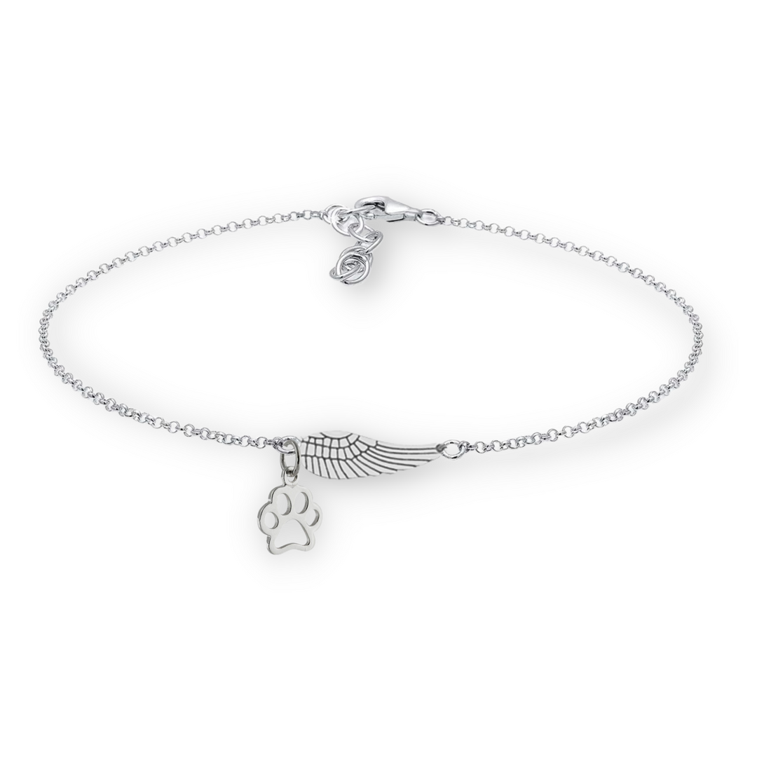 Bracelet souvenir avec cheveux d'ange et empreinte, fait main | Or blanc