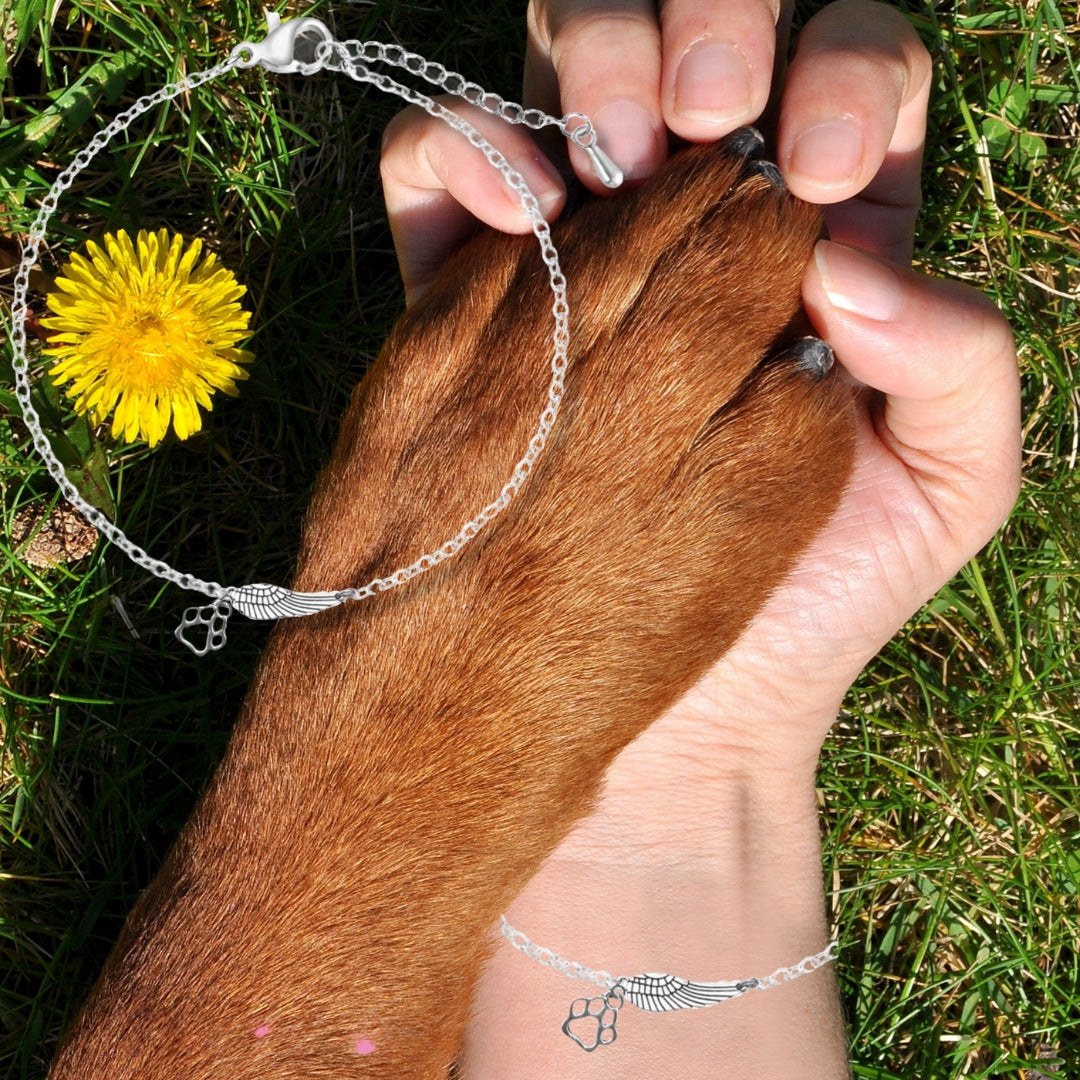 Bracelet souvenir avec cheveux d'ange et empreinte, fait main | Or blanc