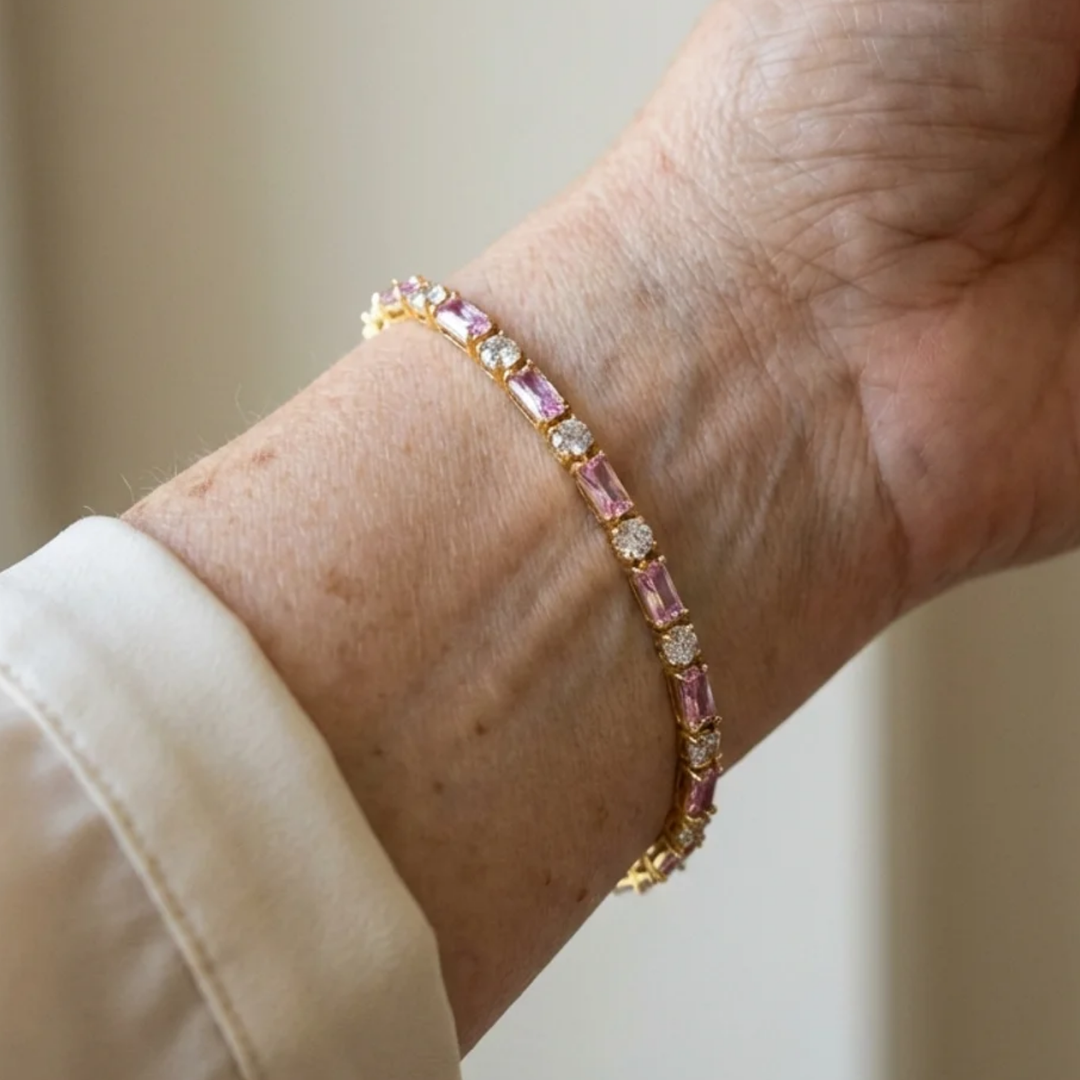 Bracelet tennis pivoine étincelante | Or