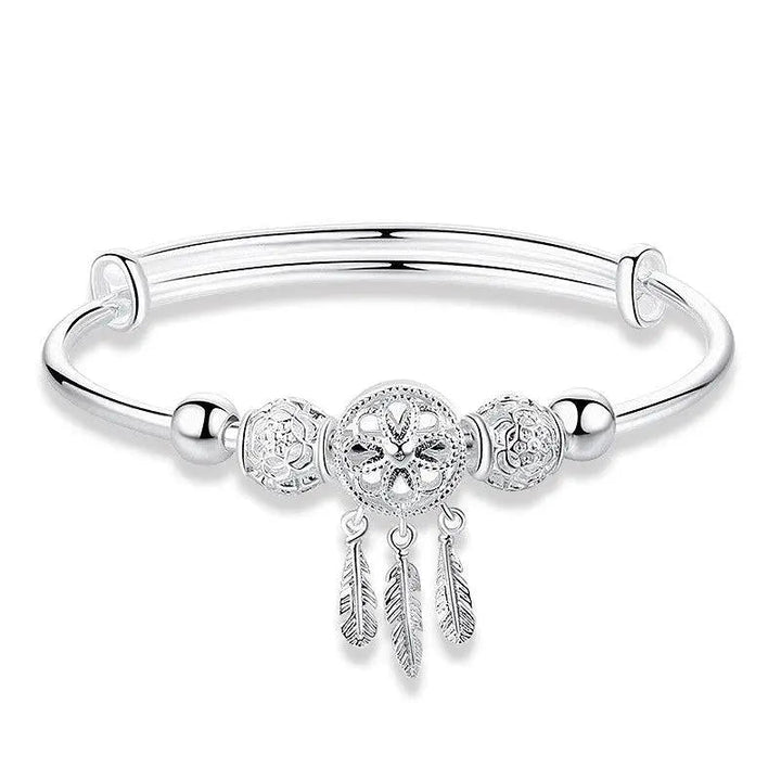 Bracelet attrape-rêves ajustable | Or blanc