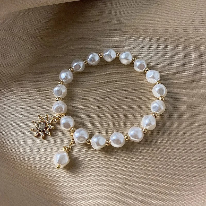 Bracelet avec médaillon, marguerite et tournesol | Or blanc