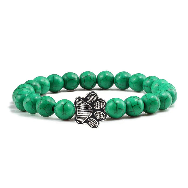 Bracelet avec perles en forme de pattes, motif en pierre naturelle | Or
