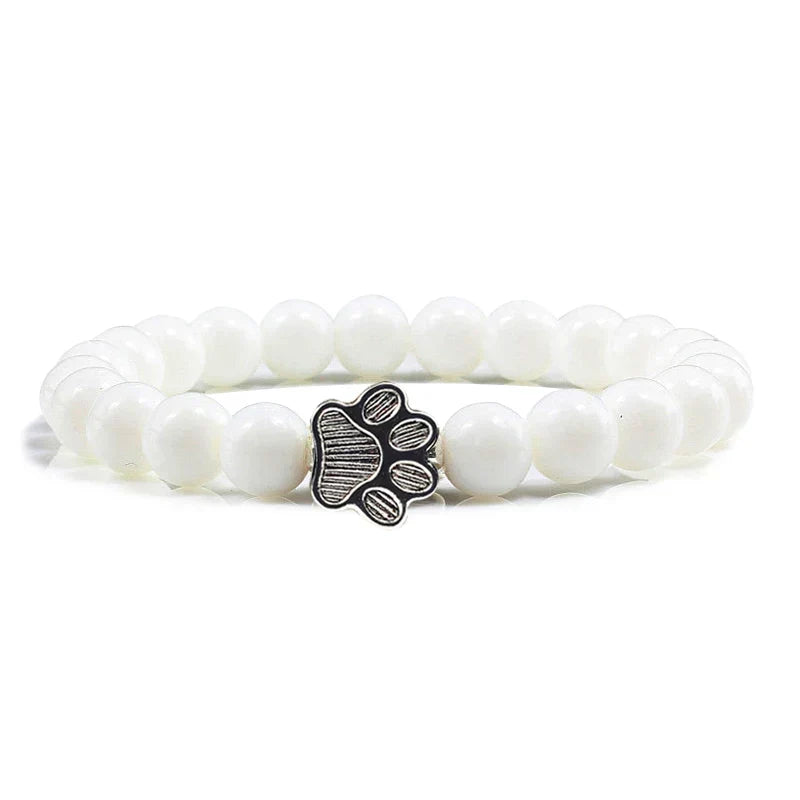 Bracelet avec perles en forme de pattes, motif en pierre naturelle | Or
