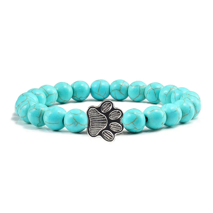 Bracelet avec perles en forme de pattes, motif en pierre naturelle | Or