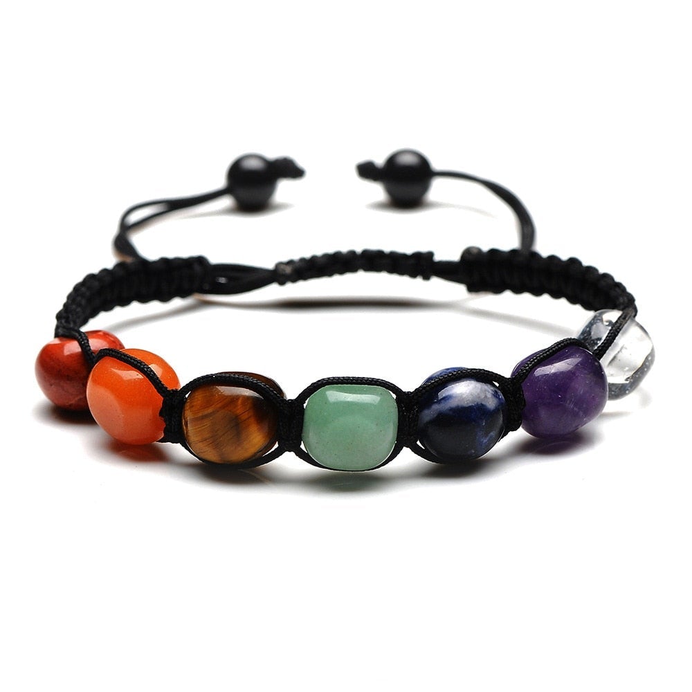 Bracelet abondance en pierres naturelles, fait main | Or